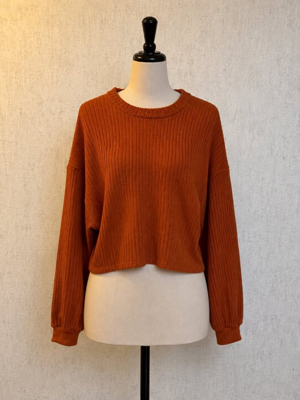 SHEIN Ribbed Knit Sweater — Burnt Orange